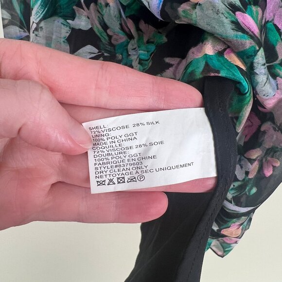 Anthropologie Shoshanna Silk Floral Midi Dress Sheer Puff Sleeve Wedding Guest 8 - Picture 7 of 11